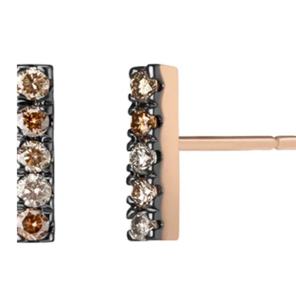 Selin Kent NYC Terra Incognita 14K Rose Gold & Diamonds Bar Stud (Single Only) - Picture 8 of 13